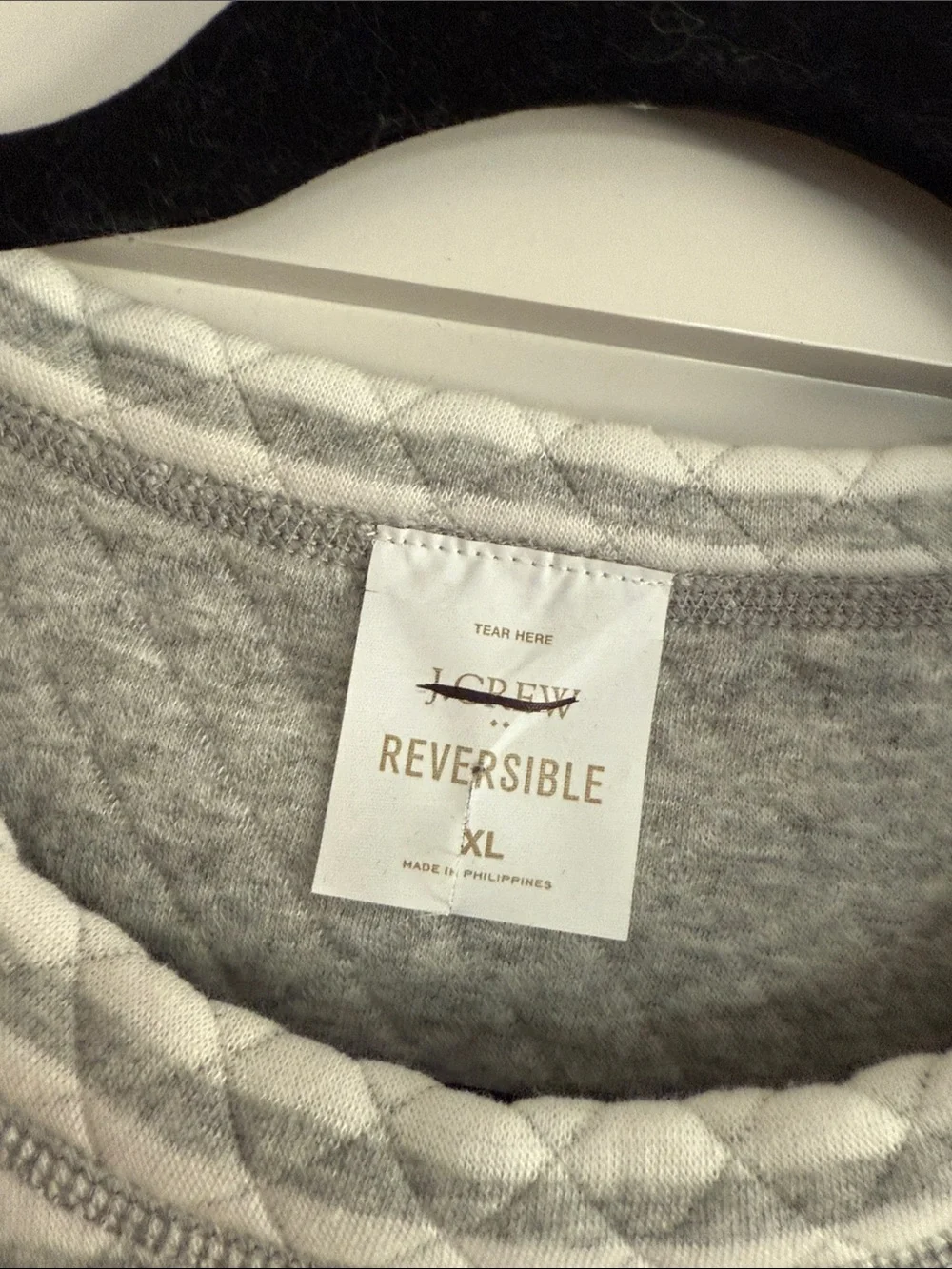 J.Crew NWOT Reversible Cozy Gray Quilted Crewneck Pullover - Women’s Size XL
